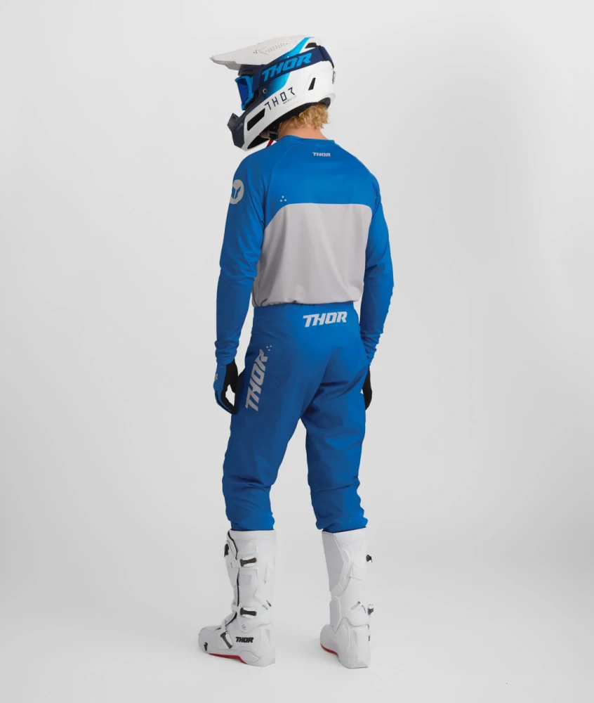 A Motokrosové - enduro kalhoty a dres / motokrosový - enduro komplet  THOR RIDEMODE MENACE barva modrá/šedá velikost 32+M