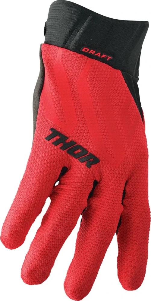 A Motokrosové rukavice / MTB rukavice THOR DRAFT barva černá/červená velikost M / pár