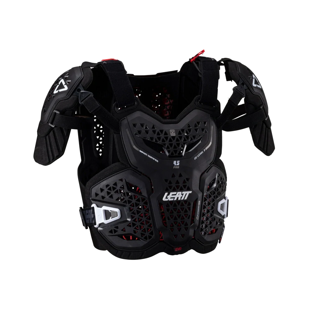 a Motokrosový hrudní/zádový/ramenní chránič LEATT 4.5 CHEST PROTECTOR PRO EVO barva černá, velikost L/XL 172-184 cm  