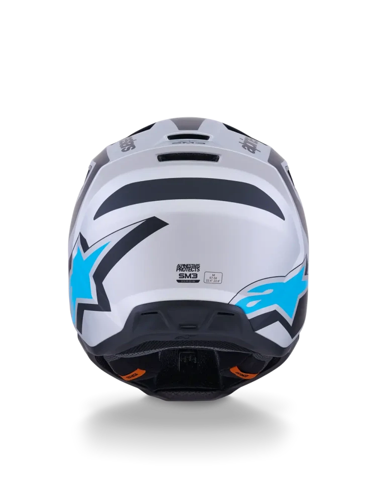 Motokrosová přilba ALPINESTARS SM3 / SM-3 / S-M3 / 8300926-1949 HEAT stříbrná/modrá/černá