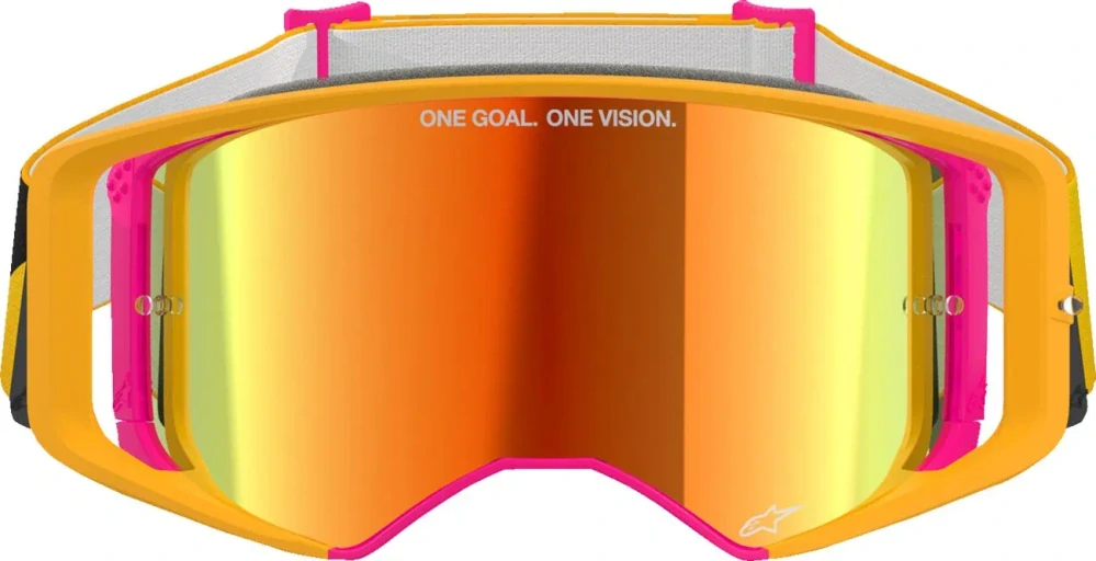Motokrosové / enduro brýle ALPINESTARS GOGGLE SUPERTECH CORP 5100325-5023 barva žlutá/oranžová/růžová, červené zrcadlové plexi