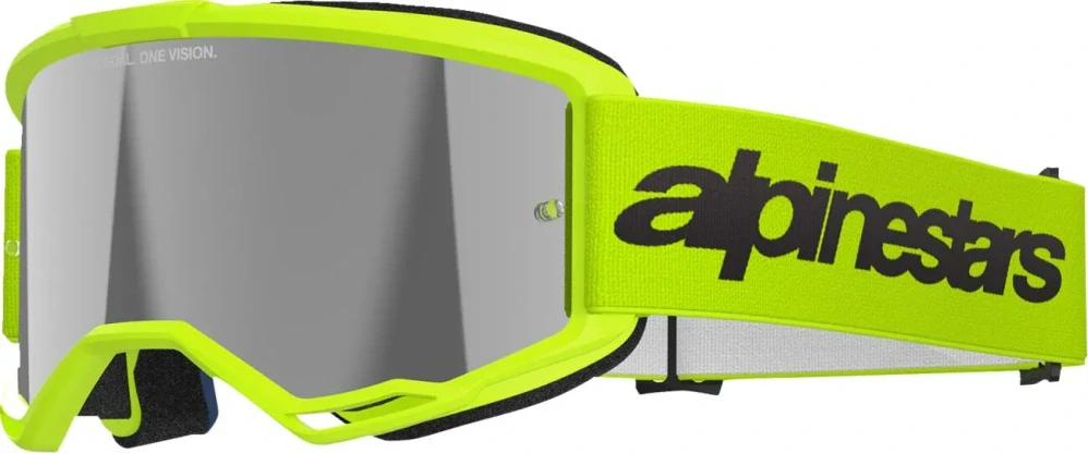 Motokrosové / enduro brýle ALPINESTARS VISION 3 WORDMARK ŽLUTÁ FLOU 5103225-5299 se zrcadlovým objektivem 