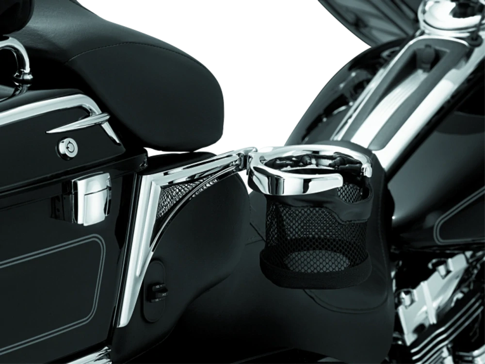 Držák na pití pro spolujezdce prp upevnění na motocykl KURYAKYN PASSENGER DRINK HOLDER barva chromová 