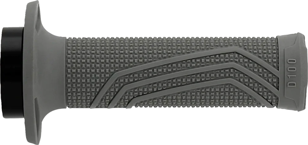 Motokrosové gripy s pevným plastem plynu DOMINO D100 SYSTÉM LOCK ON/D LOCK uzavřené konce gripů, barva šedá, pár
