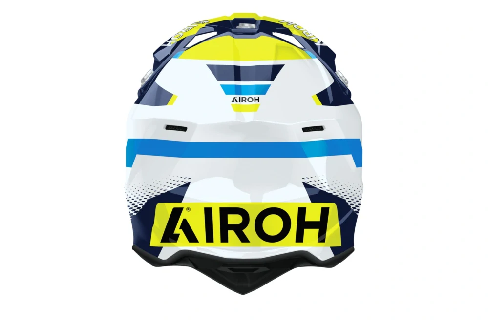 Motokrosová přilba AIROH WRAAAP VISION barva bílá/žlutá fluo/modrá lesklá