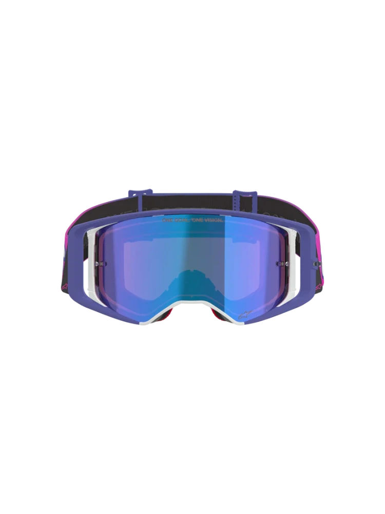 Motokrosové / enduro brýle ALPINESTARS GOGGLE SUPERTECH VISTA TOMAC LIMITED EDITION RECORDS COLLECTION 5100226-3152 barva růžová/fialová, modré zrcadlové plexi