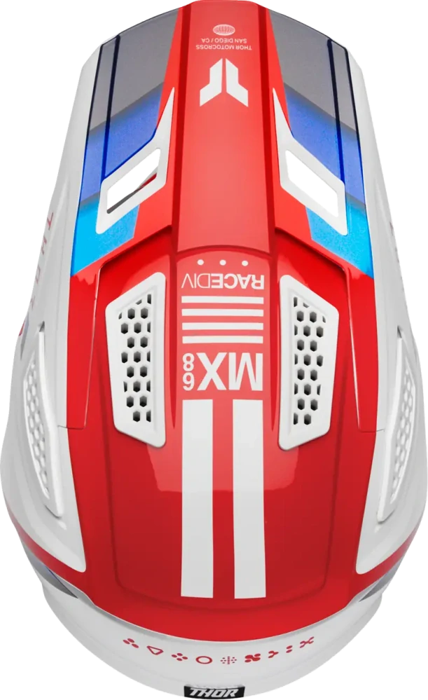 Motokrosová přilba / MX helma THOR FLEET DEFY barva modrá/červená/bílá