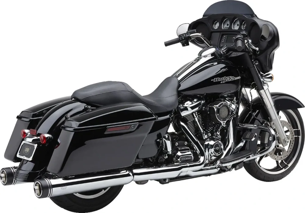 Koncovky výfuku COBRA GEN 2 NEIGHBOR SERIES MUFFLERS 4,5'' pro HARLEY DAVIDSON FLHT/ FLHTK/ FLHR/ FLTRX/ FLTRU/ FLTRK/ FLHX rok 2017-2024 barva chromová/černé zakončení  