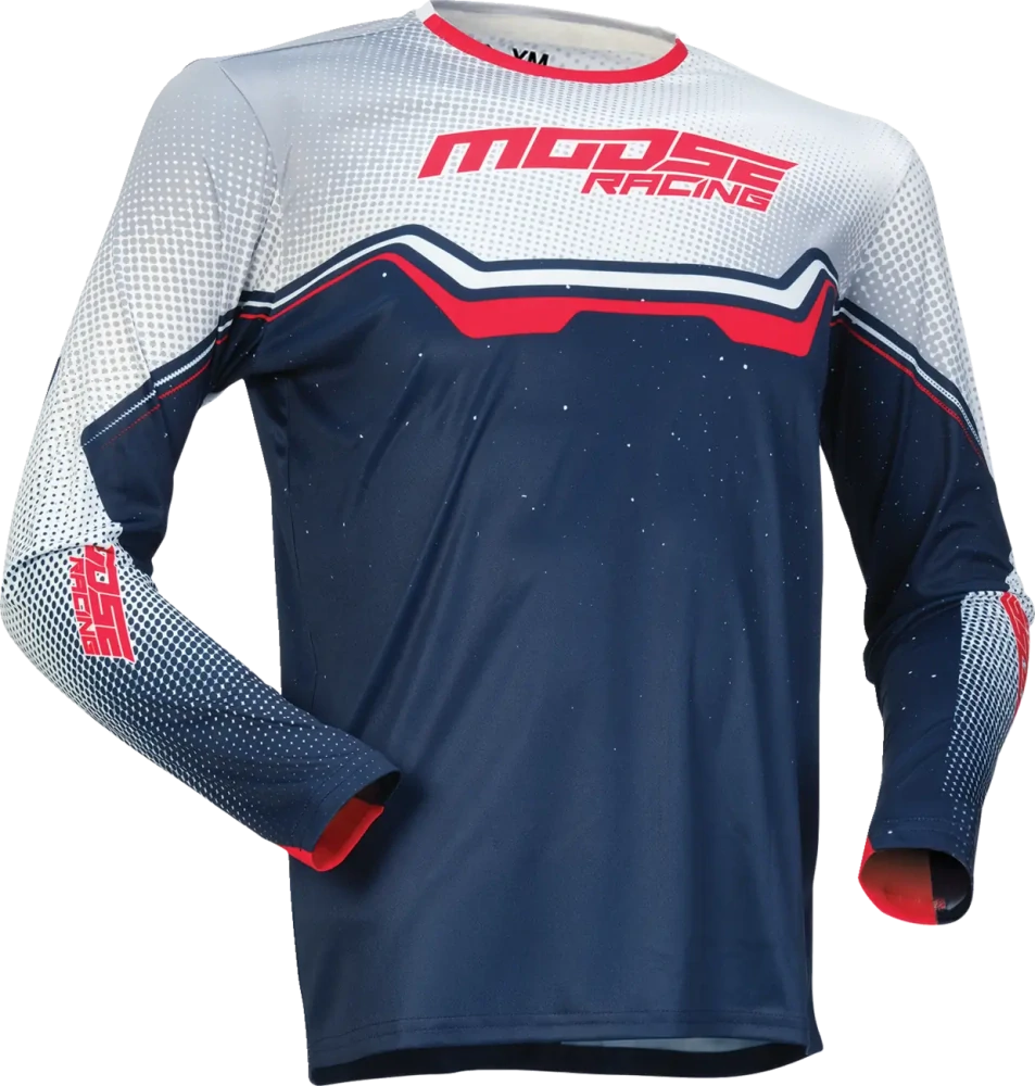 Dětský motokrosový-enduro komplet kalhot a dresu MOOSE OFFROAD QUALIFIER barva červená/modrá/bílá
