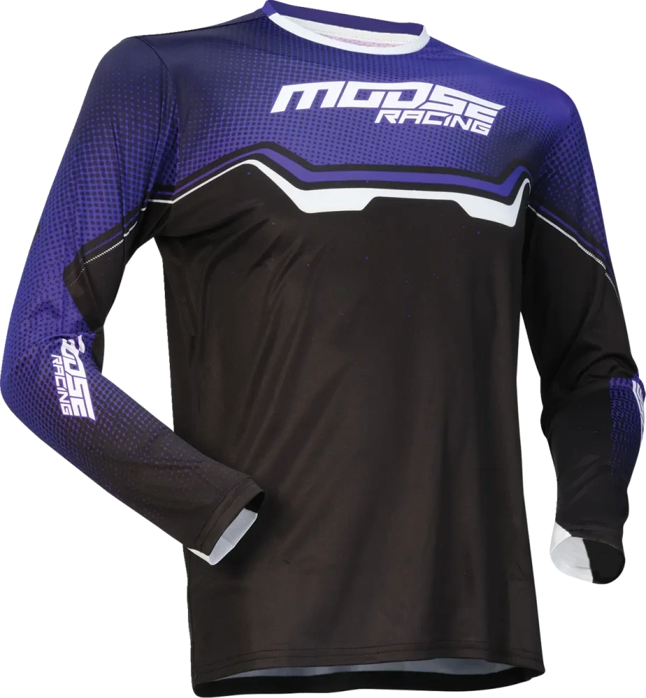 Dětský motokrosový-enduro komplet kalhot a dresu MOOSE OFFROAD QUALIFIER barva černá/bílá/fialová