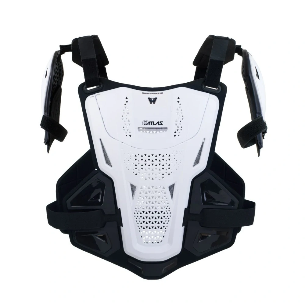 Motokrosový chránič hrudníku, zad a ramen ATLAS DEFENDER PLUS CE LEVEL 1 (CERTIFIKACE) barva bílá, velikost L/XL pro výšku jezdce 175–195 cm