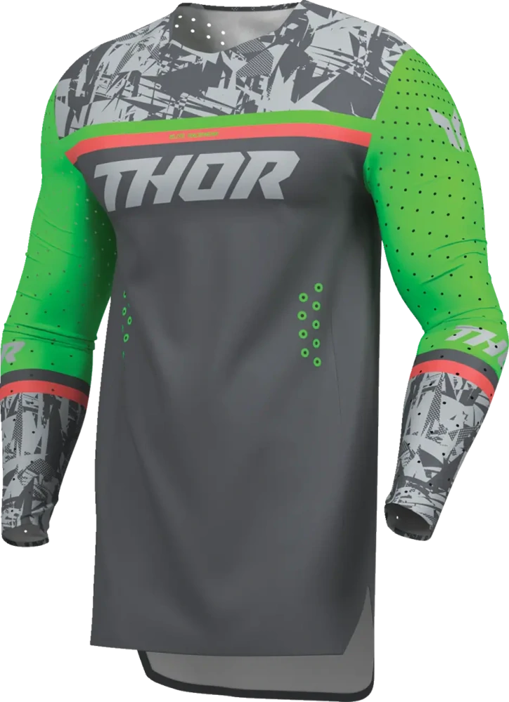 Lehký a pružný motokrosový - enduro dres THOR SPORTMODE PUNKD barva šedá/zelená