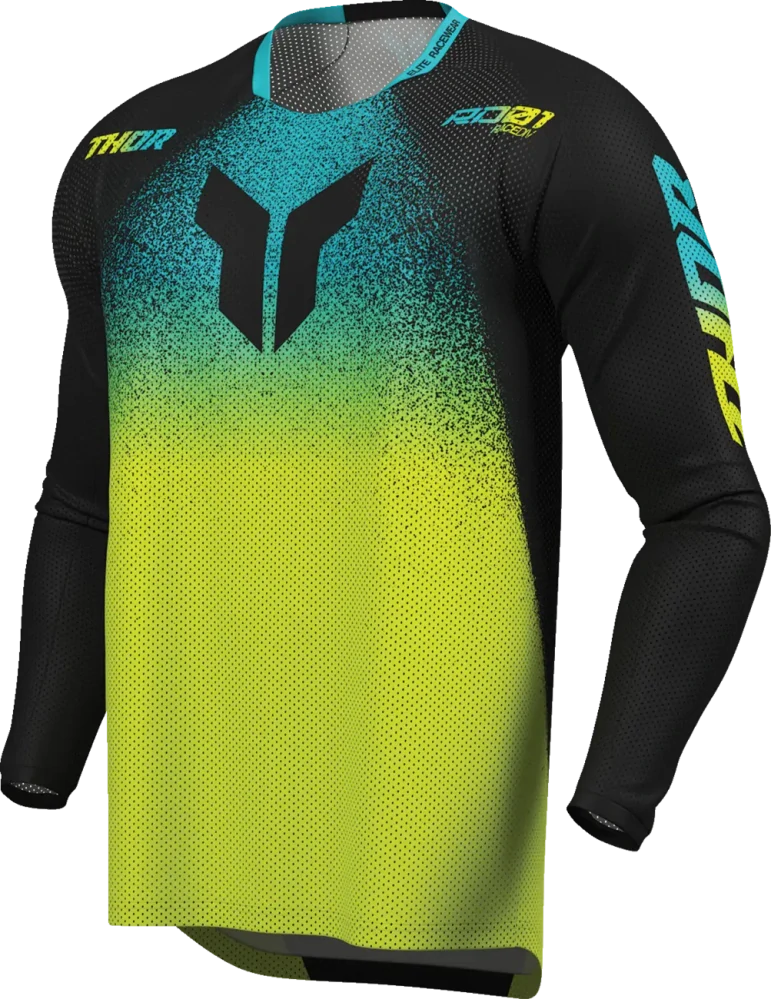 Ventilační motokrosový / enduro dres THOR LAUNCHMODE VENTED AIR DARKSIDE barva černá/acid