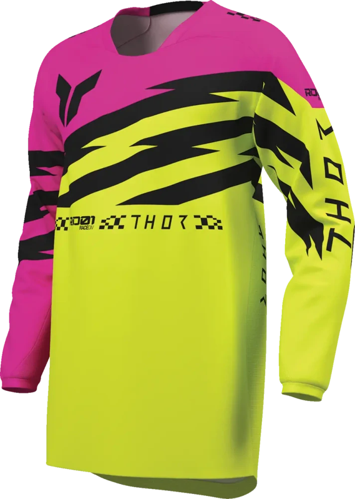 Dětský sportovní motokrosový / MTB dres THOR LAUNCHMODE SHOCKIE barva acid/fuchsia