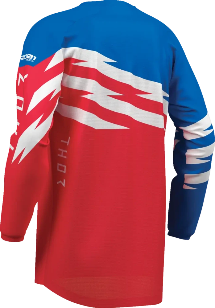 Dětský sportovní motokrosový / MTB dres THOR LAUNCHMODE SHOCKIE barva červená/modrá