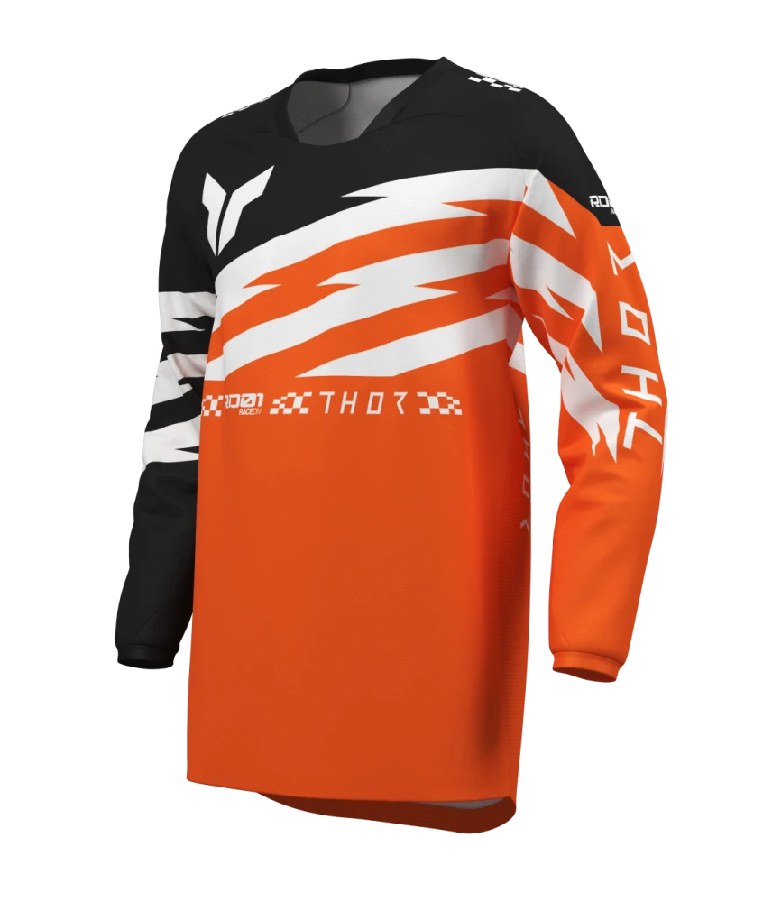 A Dětský sportovní motokrosový komplet kalhot a dresu THOR LAUNCHMODE SHOCKIE barva oranžová/černá velikost 24+M