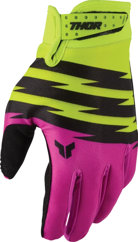 Dětské motokrosové / MTB rukavice THOR LAUNCHMODE SHOCKIE barva acid/fuchsia
