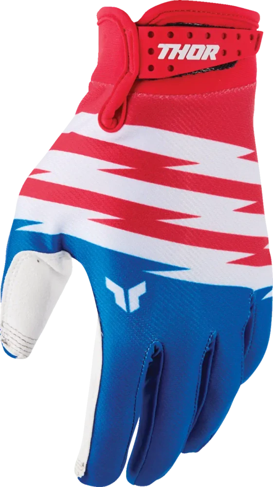 Dětské motokrosové / MTB rukavice THOR LAUNCHMODE SHOCKIE barva červená/modrá/bílá