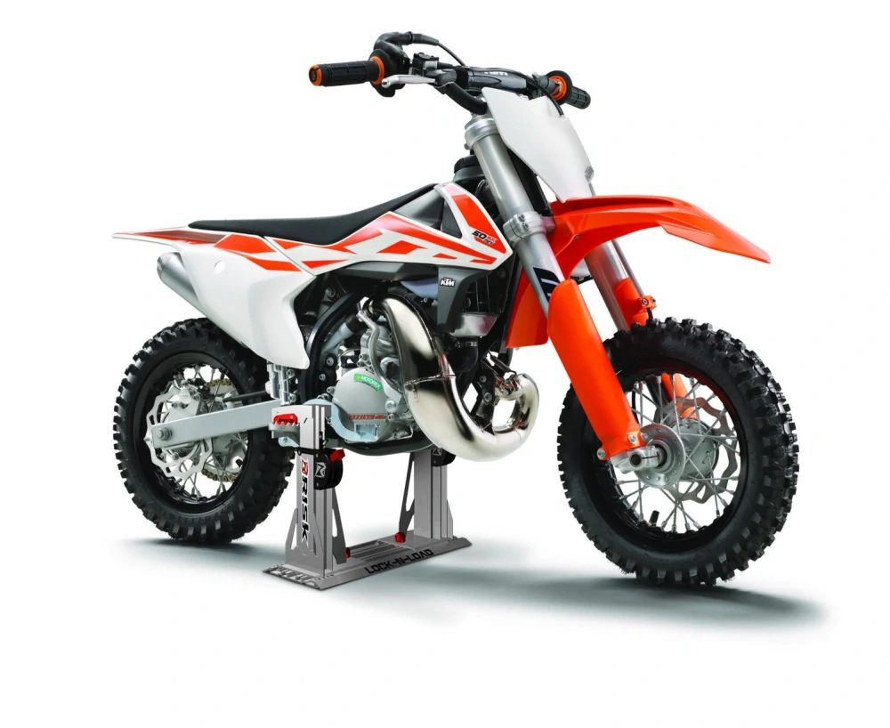 Transportní stojan/systém pro motokrosové motocykly Risk Racing Lock-N-Load Pro mini stříbrný