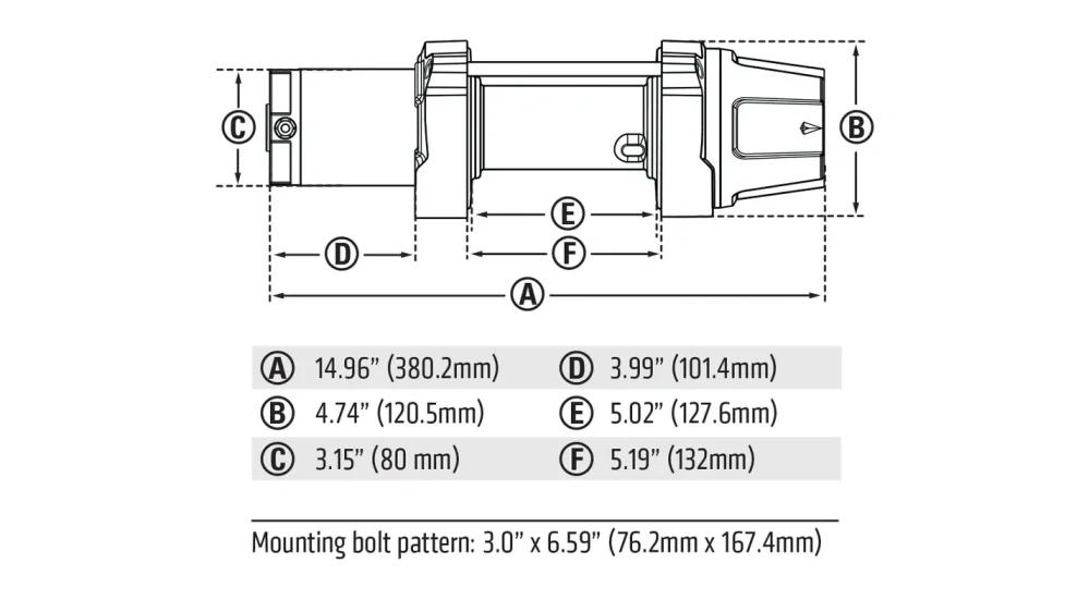 Elektrický naviják pro ATV a UTV WARN 101040 se syntetickým lanem MODEL VRX 45-S tažná síla 2041 kg (4 500 lb), délka lana 15,24 m x průměr 6,35 mm