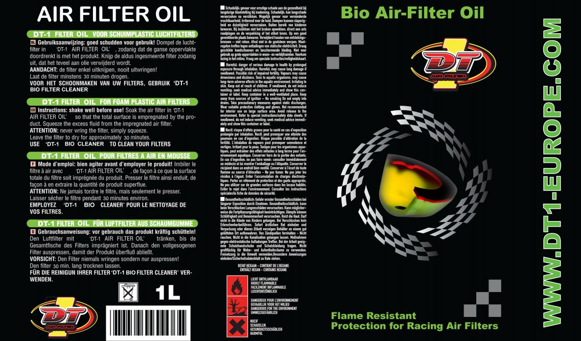 Mazivo na vzduchové filtry DT1 BIO FILTER OIL 1L
