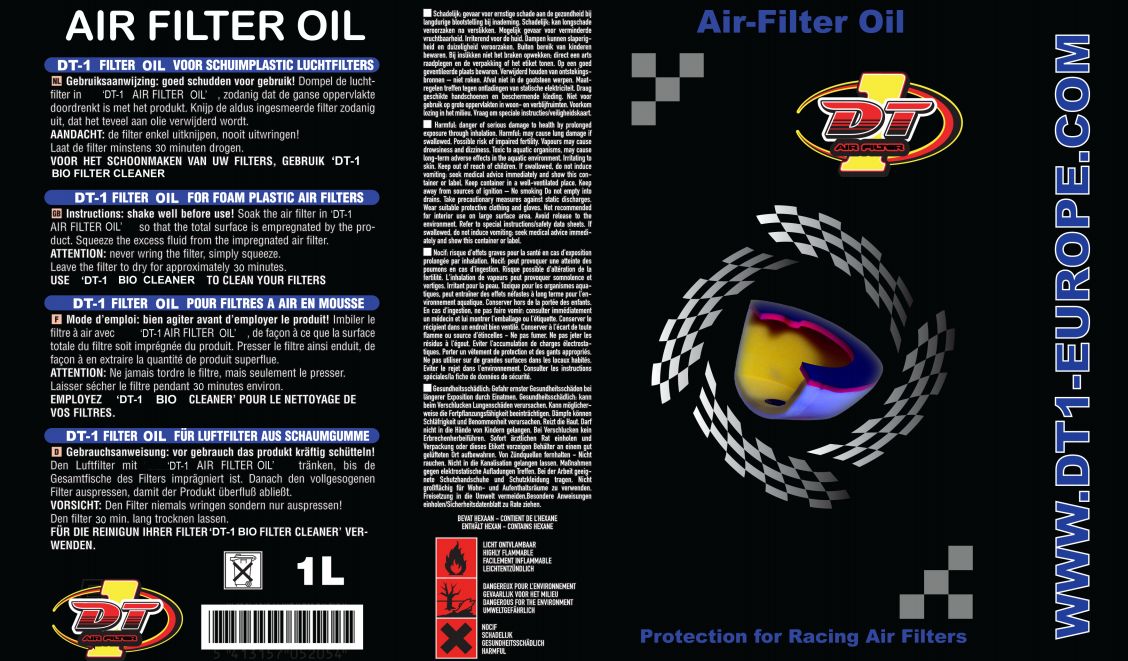 Mazivo na vzduchové filtry DT1 FILTER OIL 1L