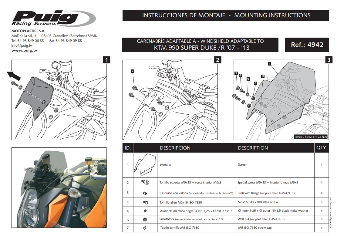 Plexi PUIG SPORT KTM 990 SUPERDUKE 2007-2013 modré