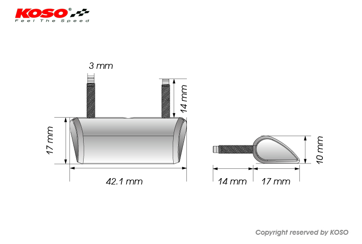 Led osvětlení SPZ motocyklu KOSO LICENSE PLATE LIGHT LED ECE APPROVED HD006K00 barva černá, rozměry délka 42,1 mm x šířka 17 mm x výška 10 mm