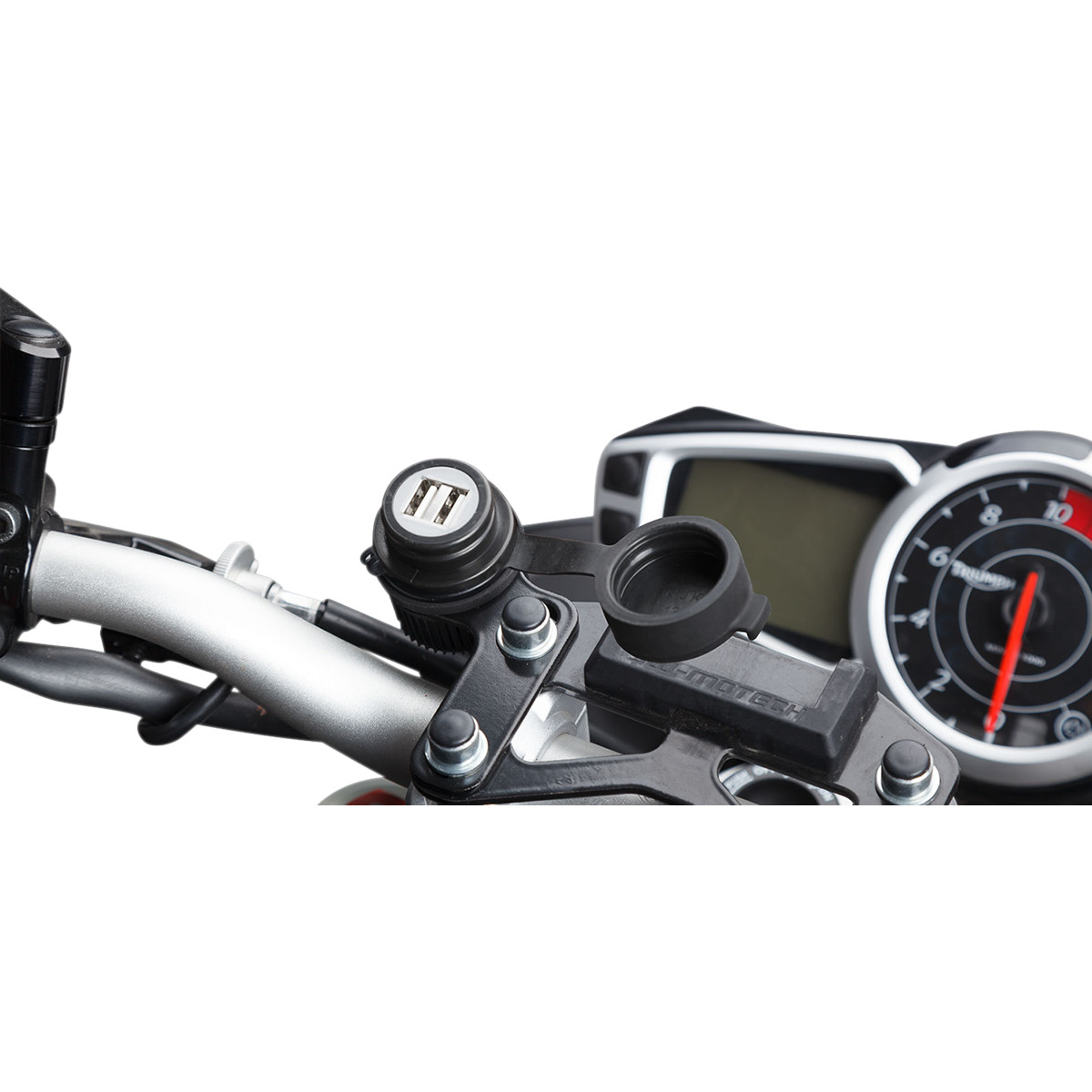 Dvojitá USB zásuvka na řidítka motocyklu SW-MOTECH DOUBLE USB POWER PORT WIT