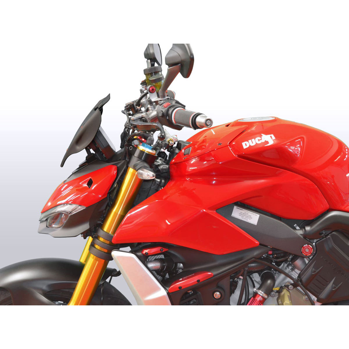 a Plexi motocyklu WRS pro DUCATI STREETFIGHTER V4/S rok 2020-2021, barva matná černá, výška 25 cm, verze sport