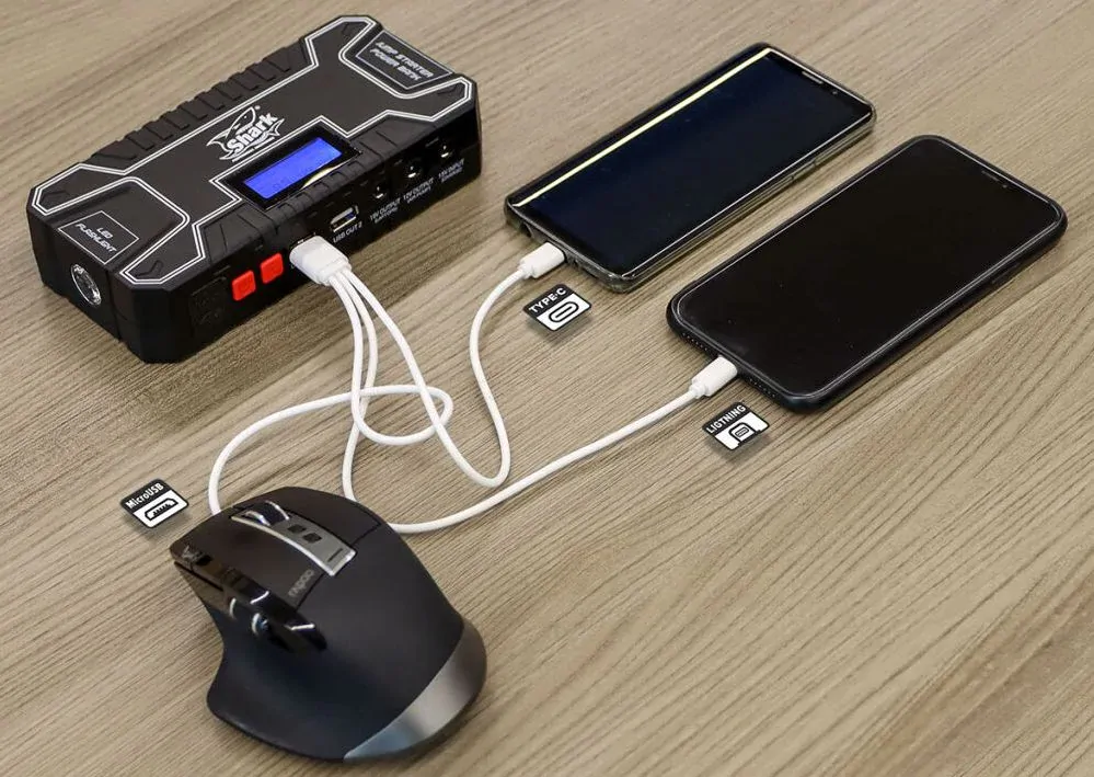 Výkonná multifunkční voděodolná powerbanka SHARK BATTERY JUMP STARTER EPS-400