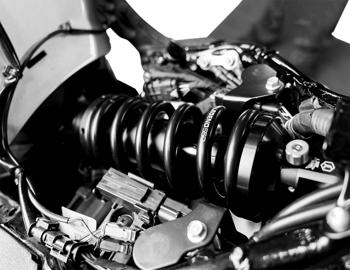 Zadní centrální tlumič motocyklu LEGEND SUSPENSION pro HARLEY-DAVIDSON® M8 SOFTAIL MODELS 2018-2021 viz popis, verze heavy duty REVO-A 