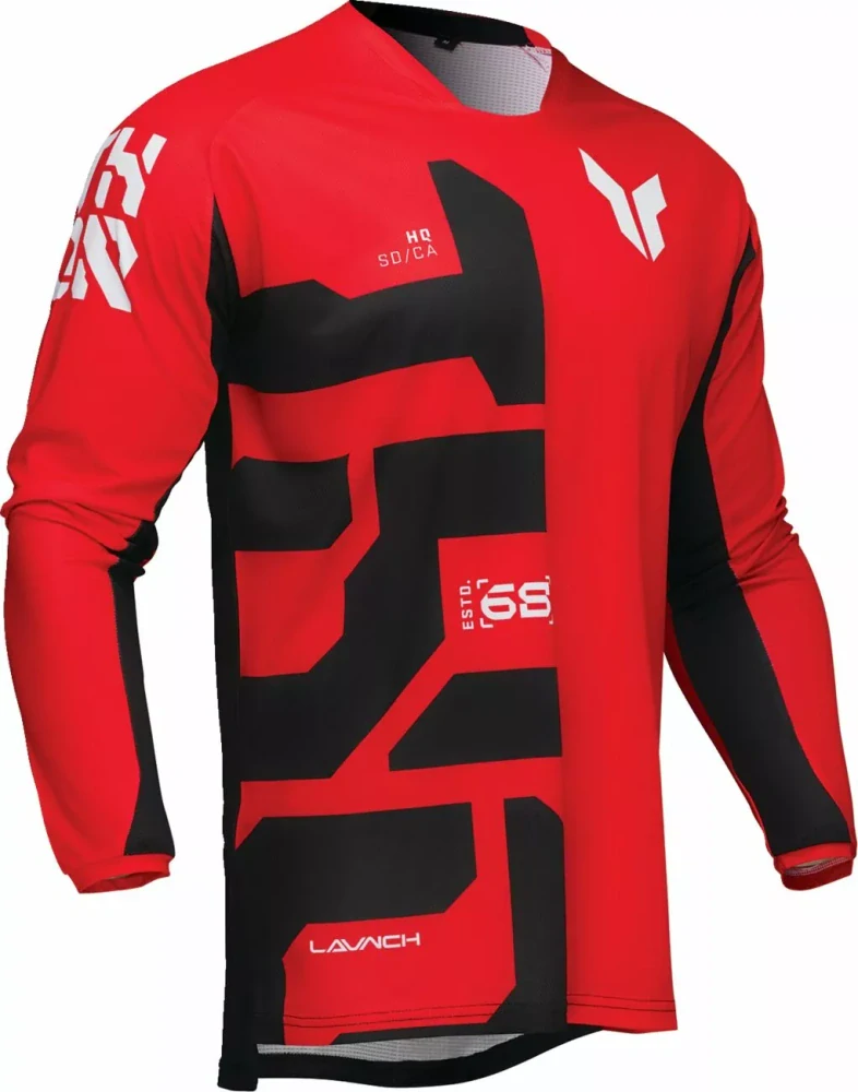 a Motokrosový / enduro komplet kalhot a dresu THOR LAUNCHMODE FORGE barva červená/černá velikost 34 + L