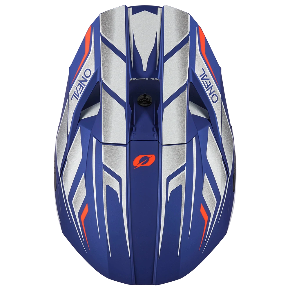 a Dětská motokrosová přilba / MX helma ONEAL 3SRS VERTICAL barva modrá/červená fluo, velikost M pro obvod hlavy 51-52 cm 