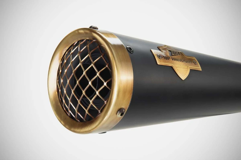 Výfukový systém motocyklu ZARD FULL KIT EXHAUST SYSTEM 2:1 pro motocykl HARLEY DAVIDSON ROAD KING SPECIAL rok 2017-2023 viz popis, limitovaná edice 120TH barva černá/mosazné zakončení 