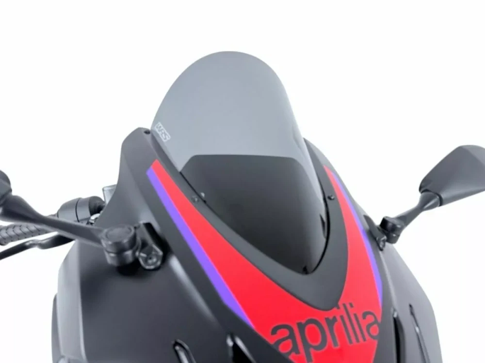 Motocyklové plexi / čelní plexi motocyklu WRS verze RACE AP016FS pro motocykly APRILIA RS 457 rok 2024 barva tmavě kouřová