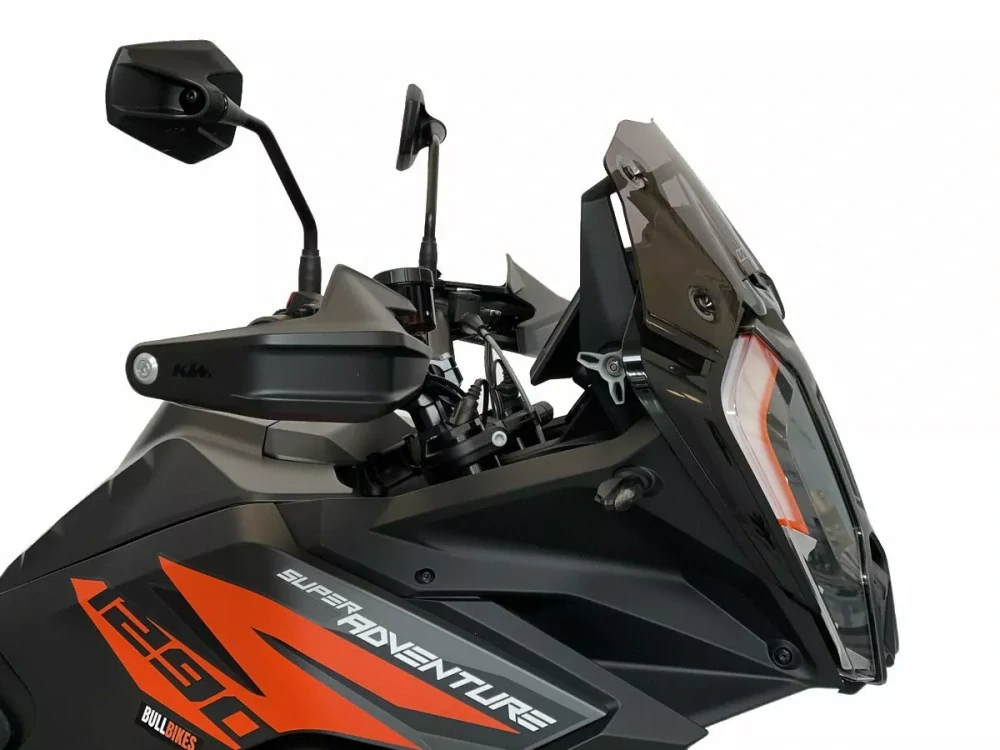 Motocyklové plexi / čelní plexi motocyklu  WRS VERZE SPORT KT010FS pro KTM 1290 SUPER ADVENTURE / S rok 2021-2024 barva tmavě kouřová, výška plexi 16,5 cm 