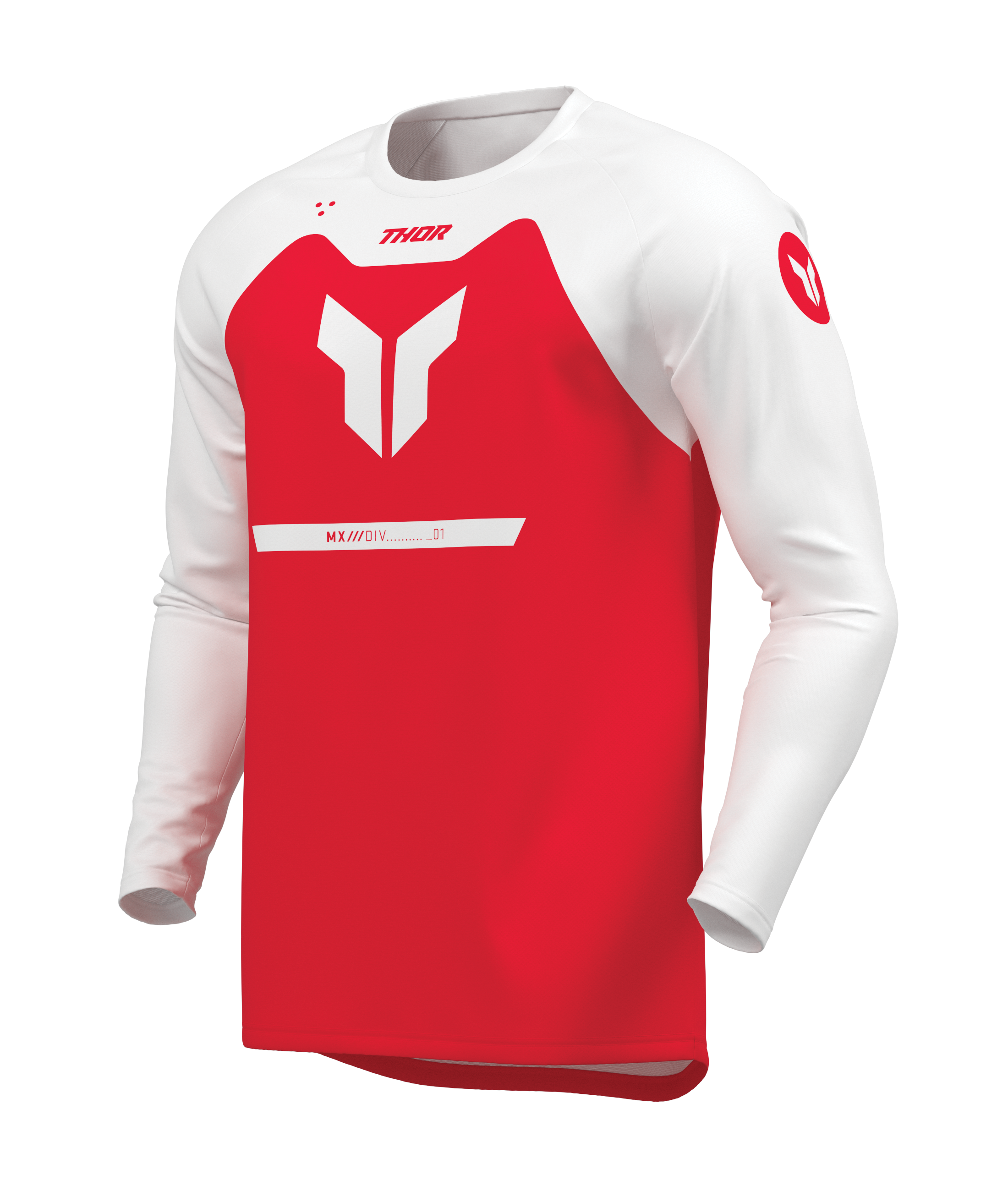 A Dětský motokrosový komplet kalhot a dresu THOR RIDEMODE RACEWEAR MENACE barva červená/bílá velikost 26+L 