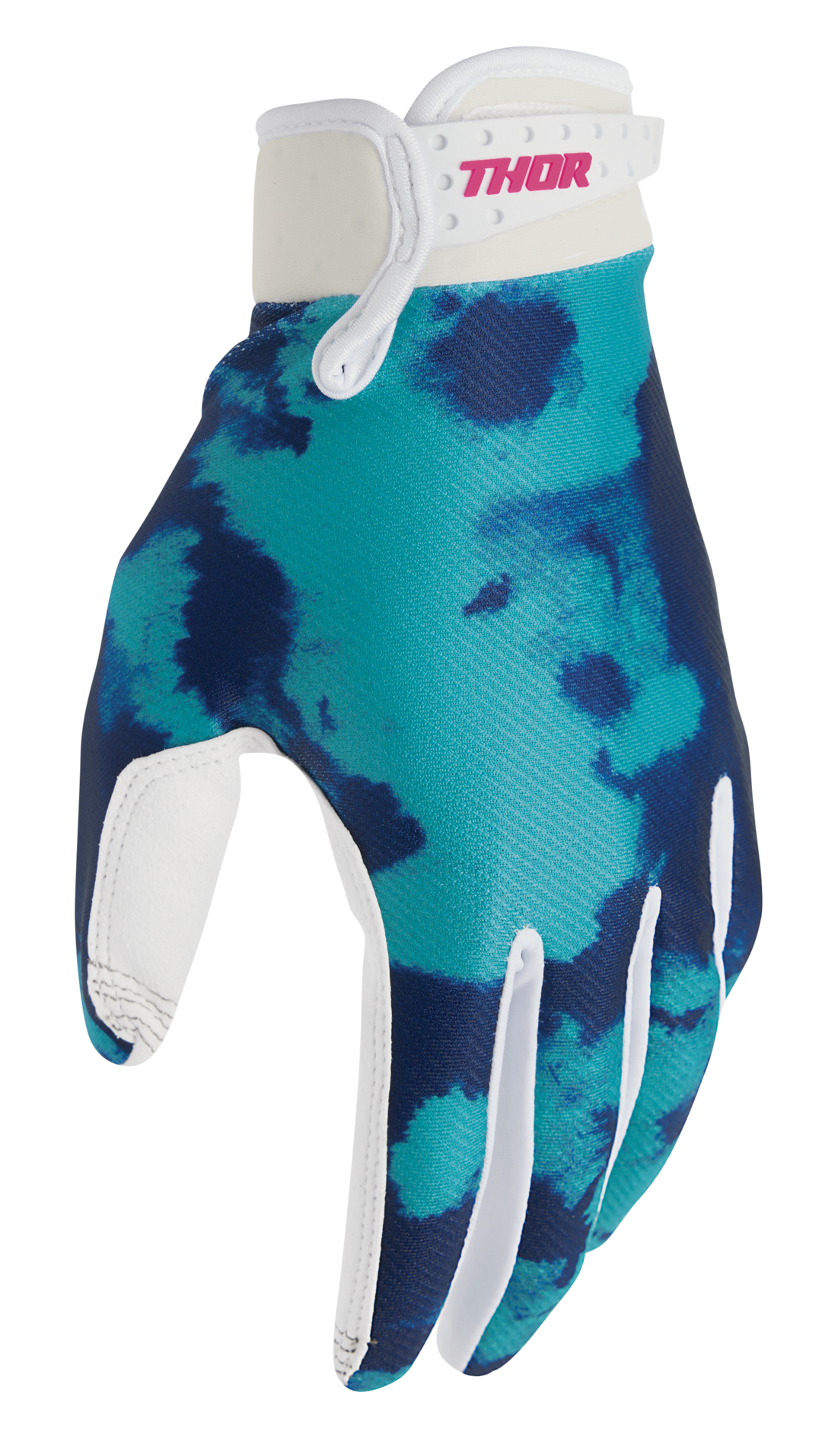 Dětské motokrosové / MTB rukavice THOR LAUNCHMODE BLEACH barva bílá/aqua