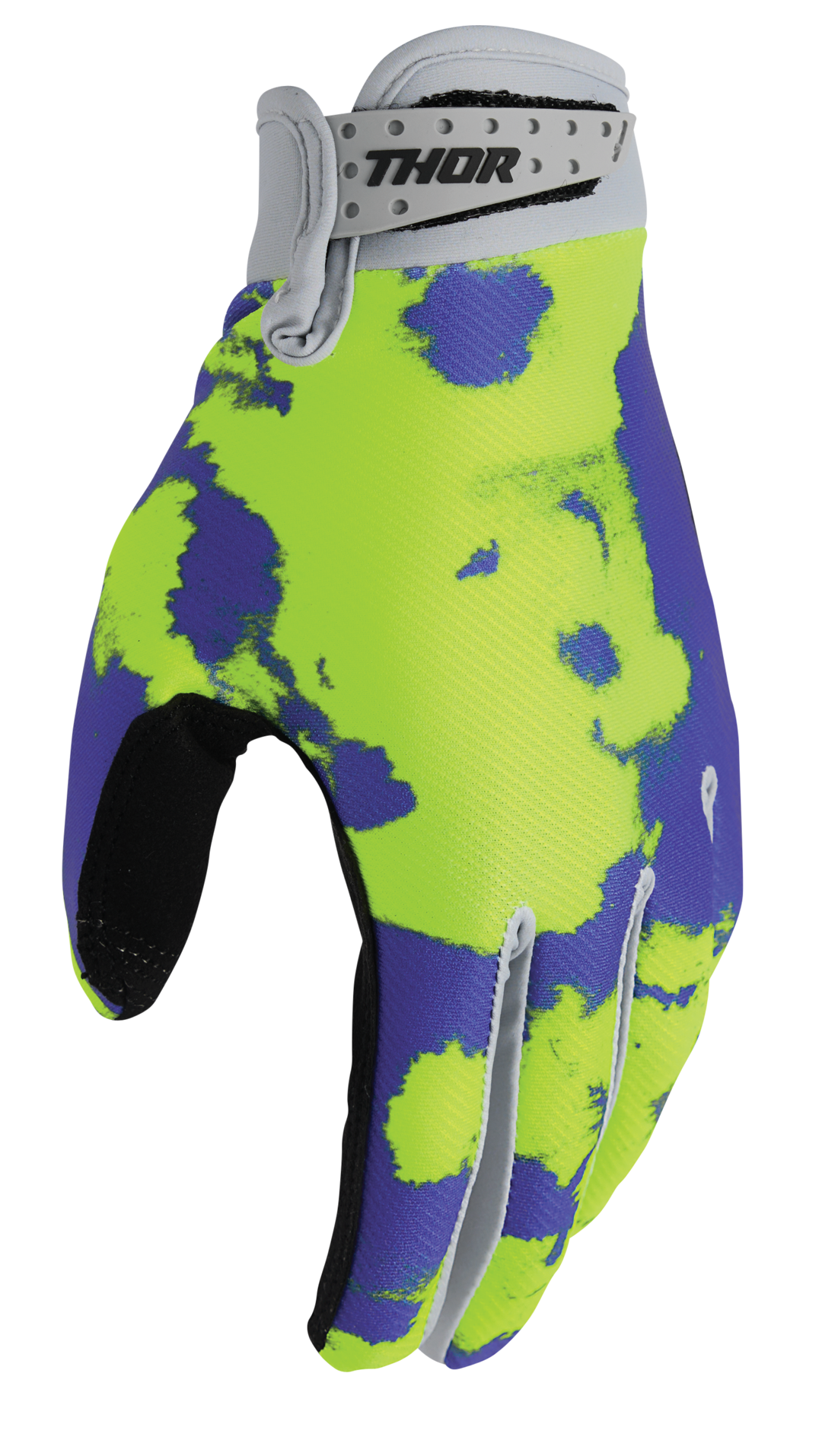 Motokrosové / enduro / mtb rukavice THOR LAUNCHMODE BLEACH barva šedá/acid