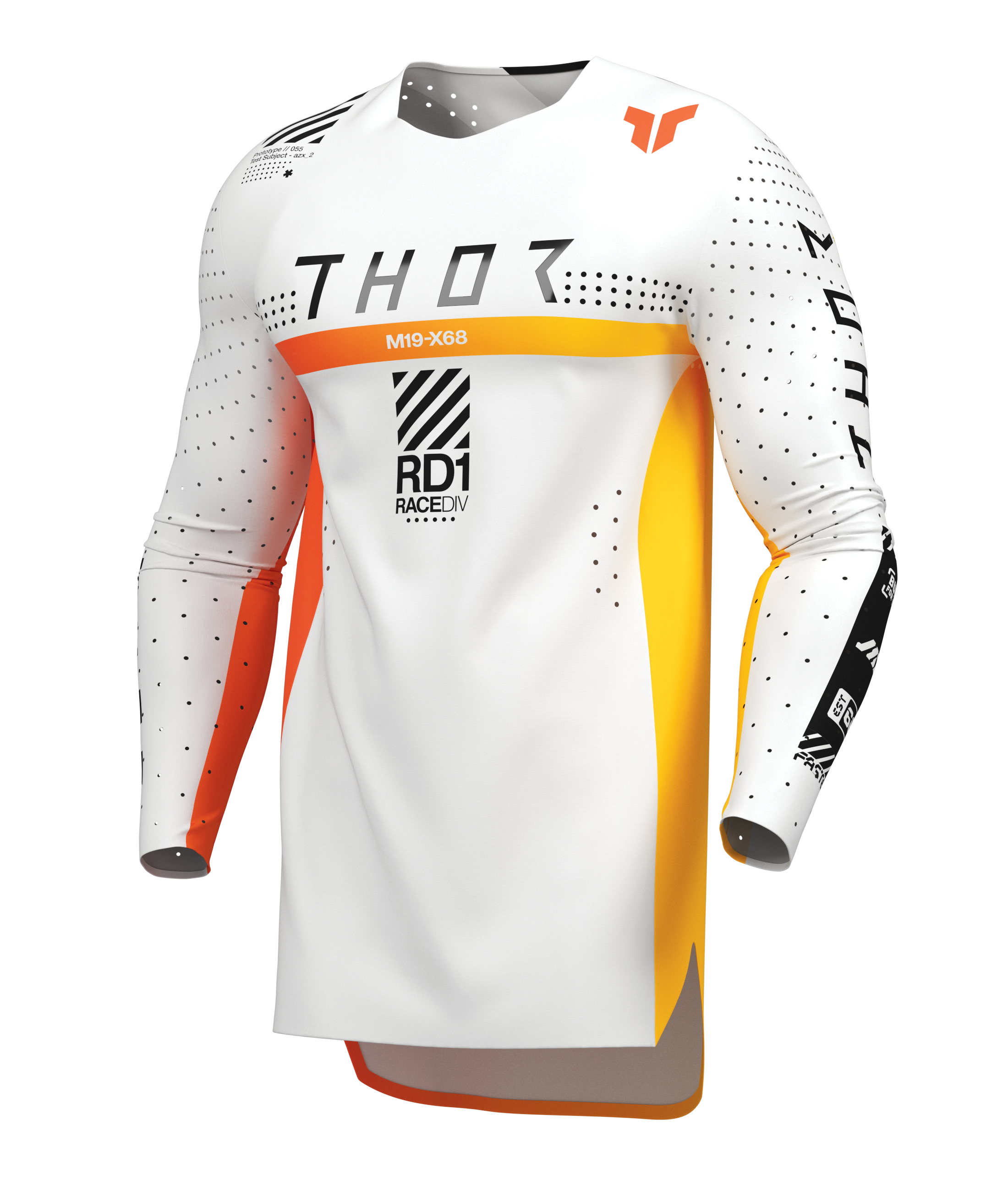 Lehký a pružný motokrosový - enduro dres THOR SPORTMODE SYNTH barva bílá/oranžová/žlutá
