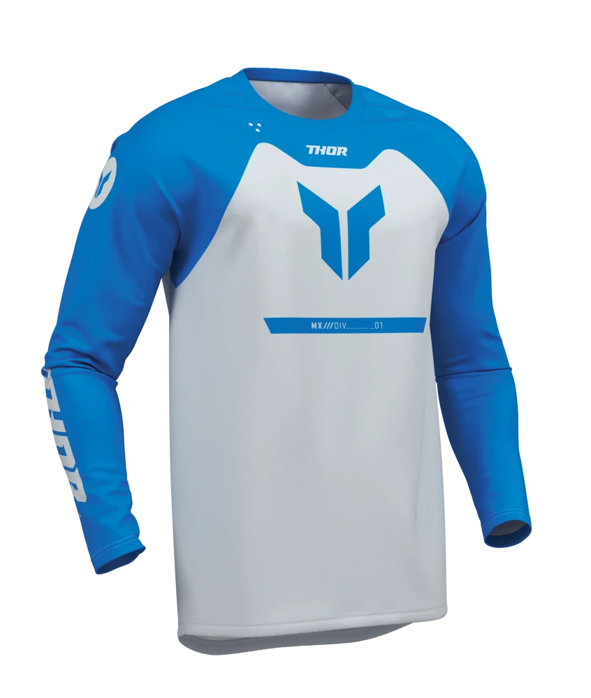 A Motokrosové - enduro kalhoty a dres / motokrosový - enduro komplet  THOR RIDEMODE MENACE barva modrá/šedá velikost 32+M