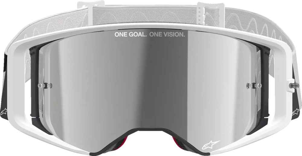 Motokrosové / enduro brýle ALPINESTARS GOGGLE SUPERTECH CORP 5100325-2055 barva bílá/černá, stříbrné zrcadlové plexi