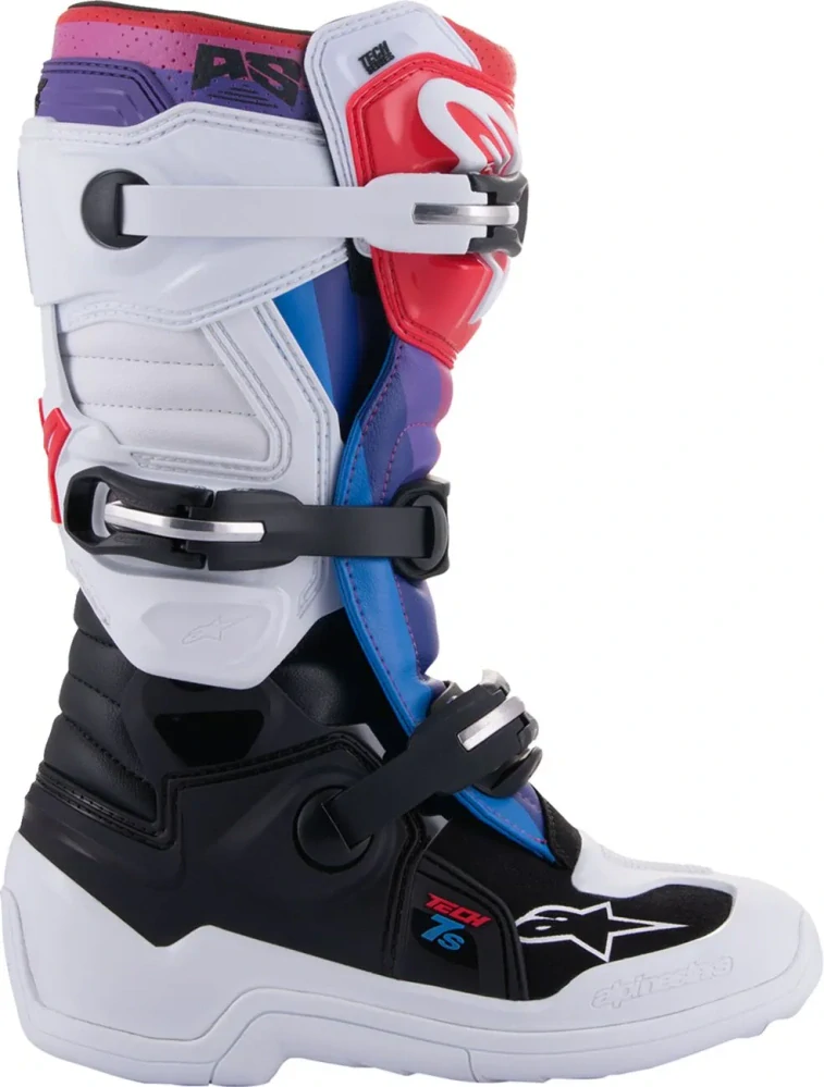 Dětské motokrosové boty / MX obuv ALPINESTARS TECH 7S RAINBOW 2015017-289 barva černá/bílá/multicolor