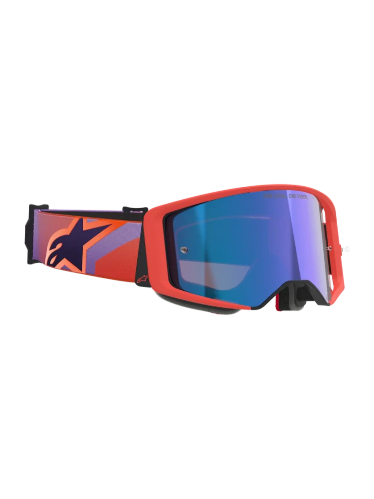 Motokrosové / enduro brýle ALPINESTARS GOGGLE SUPERTECH VISION CORP 5100326-414 barva hot coral/fialová, modré zrcadlové plexi 