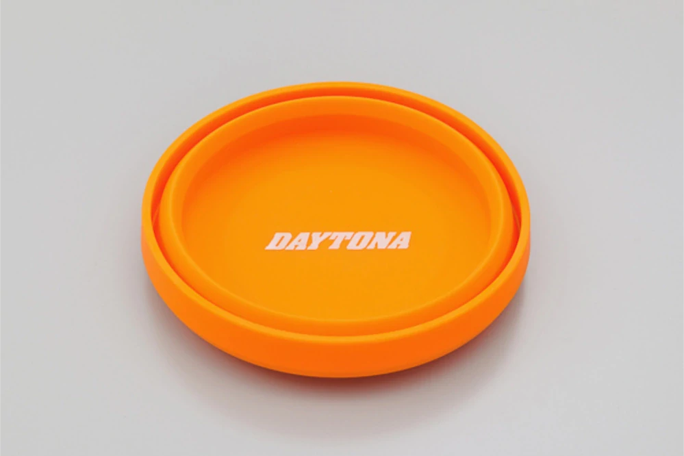 Magnetická silikonová skládací miska na nářadí DAYTONA SILICONE TRAY MAGNETIC ROUND barva oranžová, tvar kruhu   