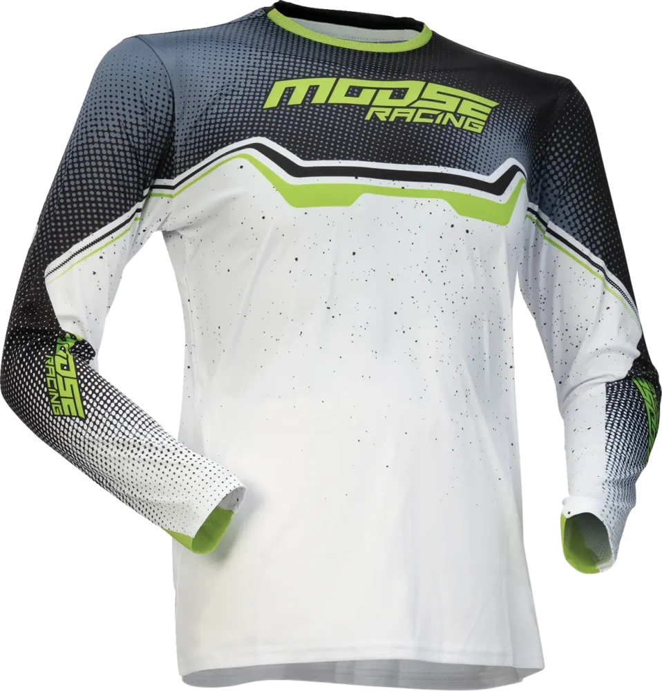 a Dětský motokrosový-enduro komplet kalhot a dresu MOOSE OFFROAD QUALIFIER barva bílá/šedá/černá/zelená velikost 24+M 