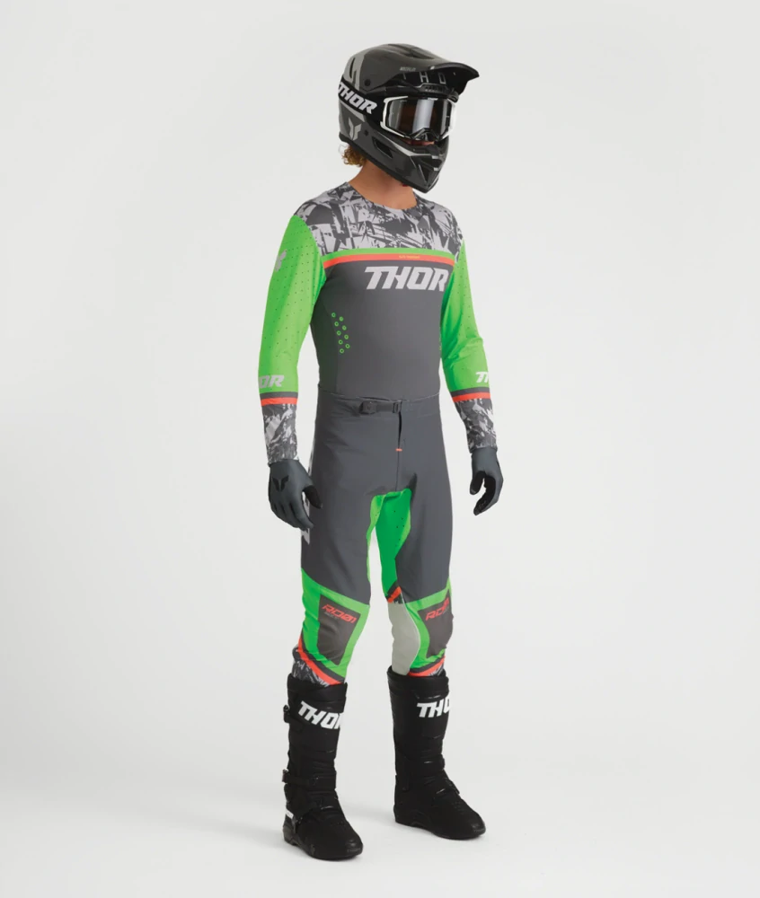 Lehký a pružný motokrosový - enduro dres THOR SPORTMODE PUNKD barva šedá/zelená