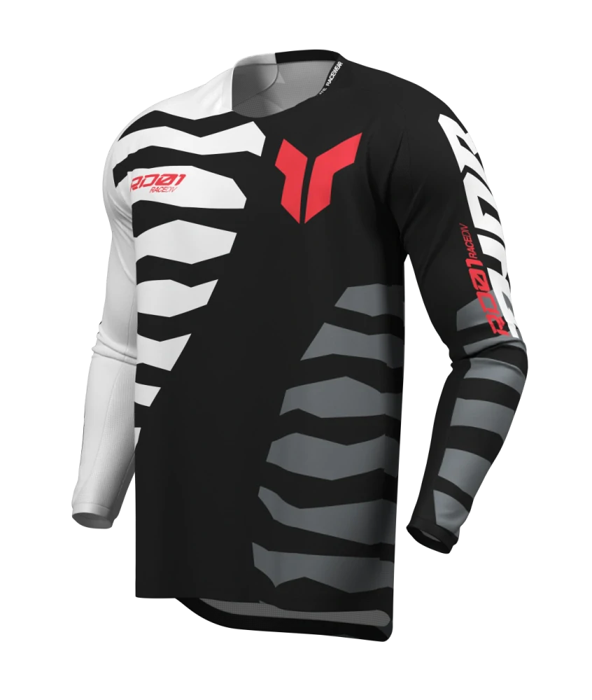 Motokrosový / enduro dres THOR LAUNCHMODE SHREDDER barva černá/šedá/bílá/červená