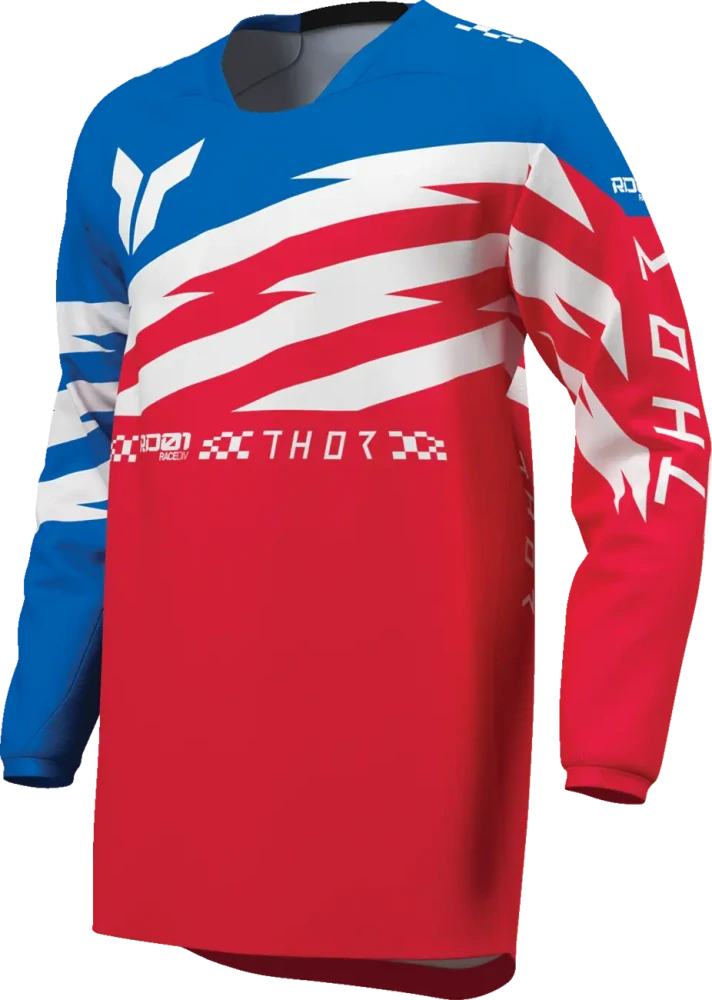 Dětský sportovní motokrosový / MTB dres THOR LAUNCHMODE SHOCKIE barva červená/modrá